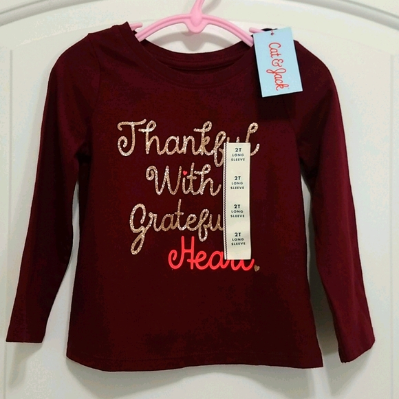Cat & Jack Thankful With A Grateful Heart Shirt - Picture 1 of 5